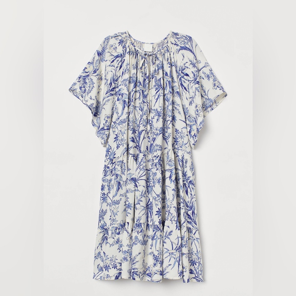 H&M Floral Blue and White Dress - XS
